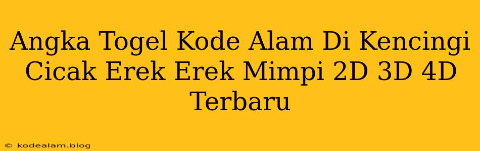 Angka Togel Kode Alam Di Kencingi Cicak Erek Erek Mimpi 2D 3D 4D Terbaru
