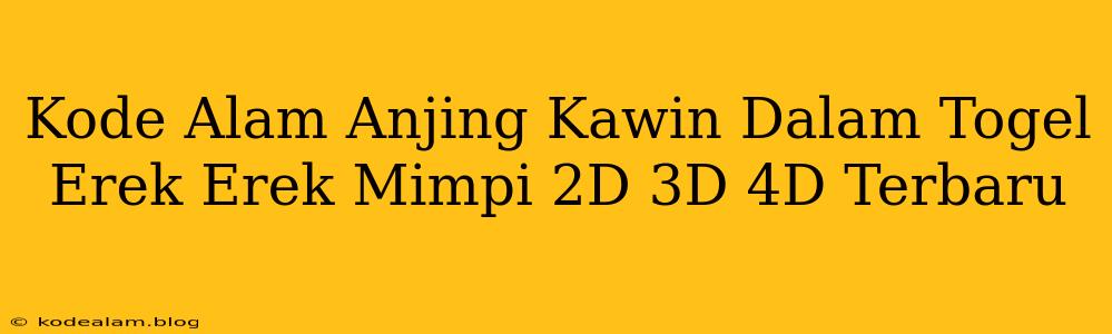 Kode Alam Anjing Kawin Dalam Togel Erek Erek Mimpi 2D 3D 4D Terbaru