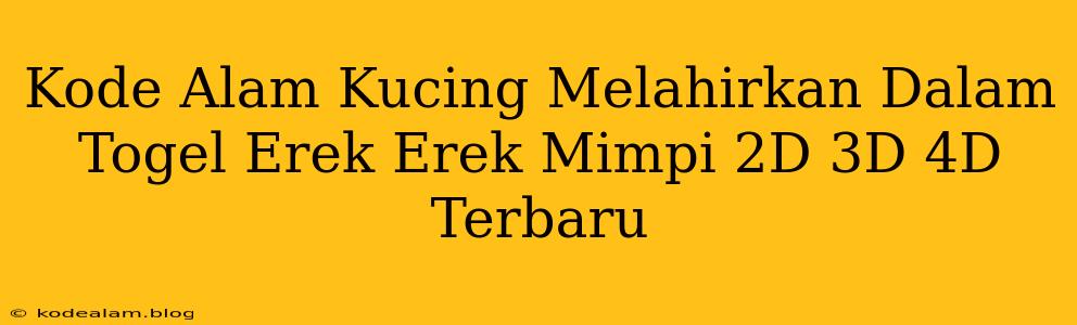Kode Alam Kucing Melahirkan Dalam Togel Erek Erek Mimpi 2D 3D 4D Terbaru