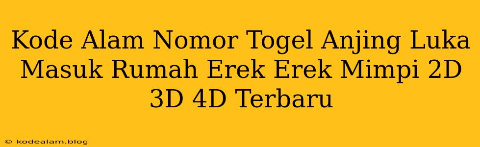 Kode Alam Nomor Togel Anjing Luka Masuk Rumah Erek Erek Mimpi 2D 3D 4D Terbaru