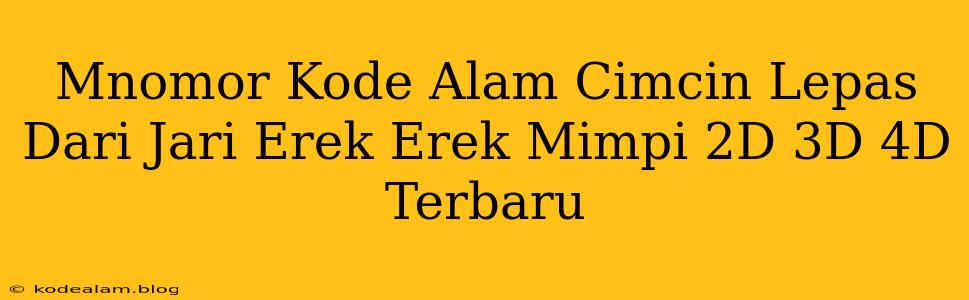 Mnomor Kode Alam Cimcin Lepas Dari Jari Erek Erek Mimpi 2D 3D 4D Terbaru